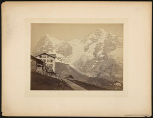 Mönch a Eiger, pohled z Wengernalpu od Charnaux Frères and Cie.