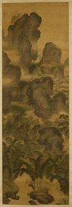 Tyčící se hory a Fantastické vodopády, cca 1600 (inkoust a barva na hedvábí) od Chenglong Zhang