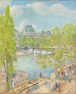 dubna, Quai Voltaire, Paříž od Childe Frederick Hassam