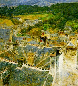 Střechy, Pont-Aven, Bretaň od Childe Frederick Hassam