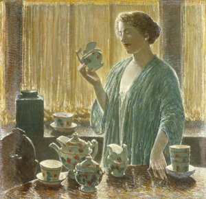 Jahodový čajový set od Childe Frederick Hassam