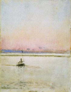 Západ slunce (akvarel na papíře) od Childe Frederick Hassam