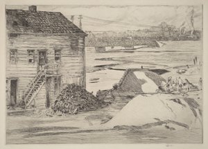Odliiv, most Cos Cob od Childe Hassam