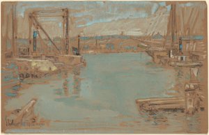 North River Dock, New York od Childe Hassam