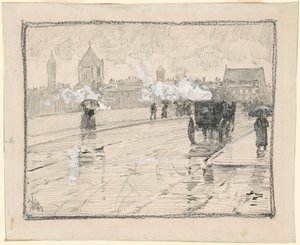 Deštivý den, Boston od Childe Hassam