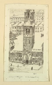 Kostel přes cestu od Childe Hassam