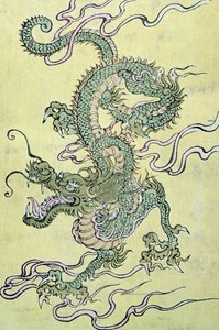 Čínský drak (barevný dřevotisk) od Chinese School