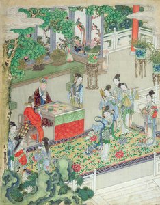 Čínský mandarín se baví (barva na hedvábí) od Chinese School
