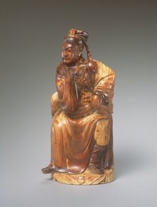 Postava sedícího Guandiho, 14.–15. století (vyřezávaná slonovina) od Chinese School