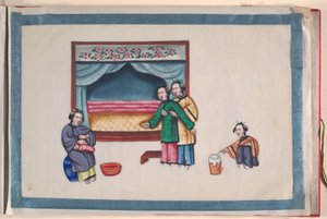 Album, konec 19. století (album o dvanácti listech; tuš a barva na křídovém papíře, vázáno v červeném damašku) od Chinese School