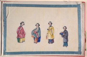 Album, konec 19. století (album o dvanácti listech; tuš a barva na křídovém papíře, vázáno v červeném damašku) od Chinese School