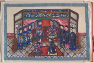 Album, konec 19. století (album o dvanácti listech; tuš a barva na křídovém papíře, vázáno v červeném damašku) od Chinese School