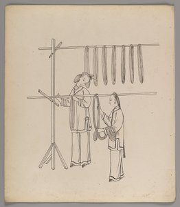 Album samostatných listů: Pěstování a výroba hedvábí (inkoust na papíře) (viz také 499288-303) od Chinese School
