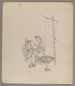 Album samostatných listů: Pěstování a výroba hedvábí (inkoust na papíře) (viz také 499288-303) od Chinese School
