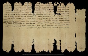 Starověké sogdijské písmo 1 a 2 (312 nebo 313). Dunhuang (provincie Gansu, Čína), svazek XII, Or. 8212/92 (pero a tuš na papíře) od Chinese School