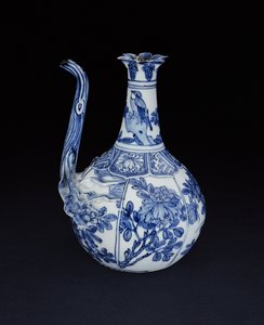 Modrobílý kraak z granátového jablka malovaný ptáky a květinami, Wanli, 1580-1600 (porcelán)