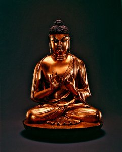 Buddha Vairóčana (Dari), dynastie Tang (618-907), začátek 8. století (pozlacený olovnatý bronz) od Chinese School