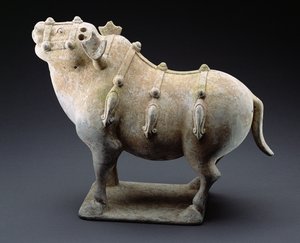Býk, období válčících států, 1027-220 př. n. l. (hliněné zboží) od Chinese School