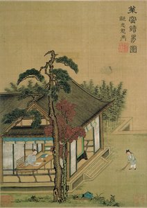 CBL C 1367 Reading the Book of Changes, z alba obrazů po mistrech dynastie Song a Yuan (pero a inkoust, kvaš a wc na papíře) od Chinese School