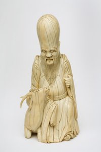 Vyřezávaná slonovinová figura Shou Xing sedícího s jelenem, kolem 1580-1644 od Chinese School