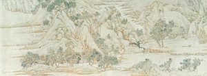 Čínská krajina, dynastie Ming (pero a inkoust na papíře) od Chinese School