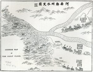 Čínská mapa Velké povodně, z „Hodina volného času“, 1888