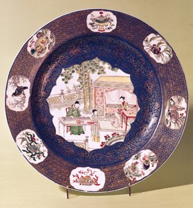 Kruhový talíř s hudební scénou, období Kangxi (1662-1722) (porcelán)