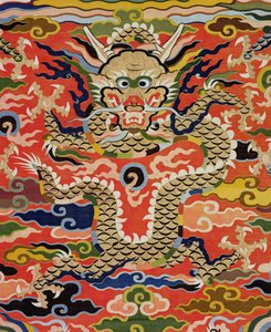 Detail látky zobrazující pětidraka Kossu, období Wanli, 1573-1619 (hedvábí) (viz 206710) od Chinese School