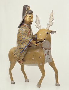 Postava nesmrtelného jedoucího na jelenovi (cloisonne enamel) od Chinese School