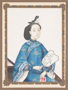 Zarámovaný portrét Howquaovy manželky, kolem 1850-70 od Chinese School