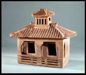 Pohřební model domu, dynastie Han (206 př. nl-220 n. l.) (terakota)