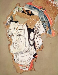 Hlava Buddhy se svatozáří, z Kao-chang, Xinjiang, čínský Turkestán, 8.-9. od Chinese School