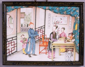 Panel Imperial Canton, období Qianlong, 1736-95 (repousse smalt) (pár viz 207217) od Chinese School