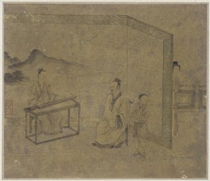 Poslech citer, dynastie Ming nebo Qing