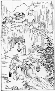 Těžba bílé hlíny, ze série ilustrací výroby porcelánu (celá série viz 384116 a 384117). od Chinese School