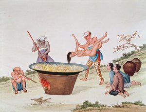 Ponoření ženy do vroucí vody (wc na papíře) od Chinese School