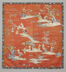 Červený saténový přehoz, 19. století od Chinese School