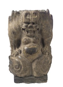 Dřepící strážce-démon, provincie Hebei, období dělení, 550-577 (tmavý vápenec) od Chinese School