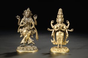 Tibetská čínská postava bódhisattvy od Chinese School