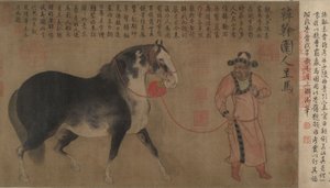 Hřebec s Groomem, handscroll od Chinese School Chinese School