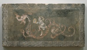 Tomb Brick, 206 př. nl-AD 09 (hliněné nádobí s červeným a bílým pigmentem) od Chinese School Chinese School
