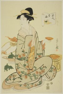 Jurojin, ze série "Srovnání pokladů bohů štěstí (Fukujin takara awase)" od Chobunsai Eishi