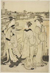 Ono no Komachi at Seki Temple, from the series The Fashionable Seven Komachi (Furyu nana Komachi), c.1788 (colour woodblock print; oban) od Chobunsai Eishi