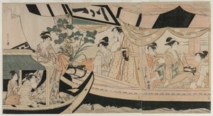 Ženy v rekreační lodi na řece Sumida, polovina 1790. od Chobunsai Eishi
