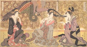 Interiér domu zvaného Ogiya, ca. 1800.