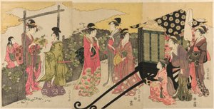 Parodie na kapitolu Yugao Tale of Genji od Chokosai Eisho