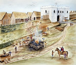 „Renovace městské obrany v Yorku během doby Vikingů“, c1990-c2010 od Chris Evans