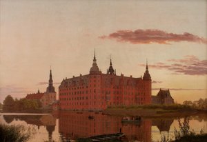 Palác Frederiksborg při pohledu z Jægerbakkenu. Večer. od Christen Schjellerup Købke