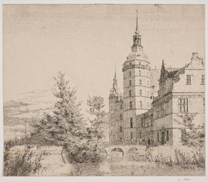 Zámek Frederiksborg. Party v Møntbroen od Christen Købke