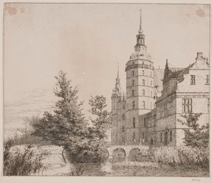 Zámek Frederiksborg. Party v Møntbroen od Christen Købke